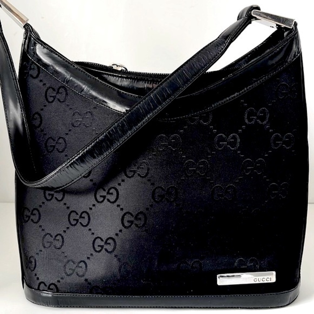 GUCCI VINTAGE BLACK HANDBAG Patent leather Details. Made in Italy - Picture 4 of 12